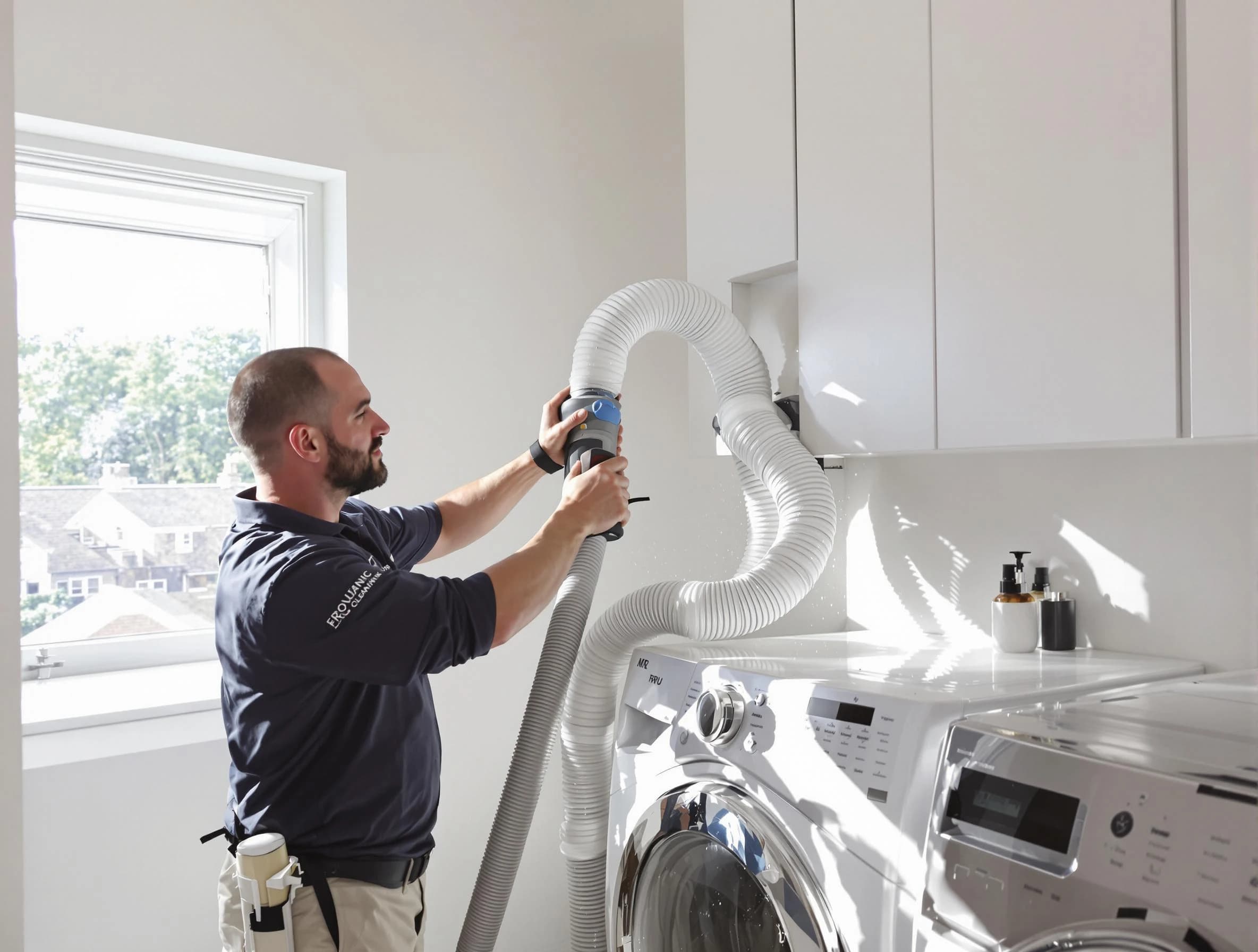Certified Yukon Dryer Vent Cleaning technician performing dryer vent cleaning in Yukon