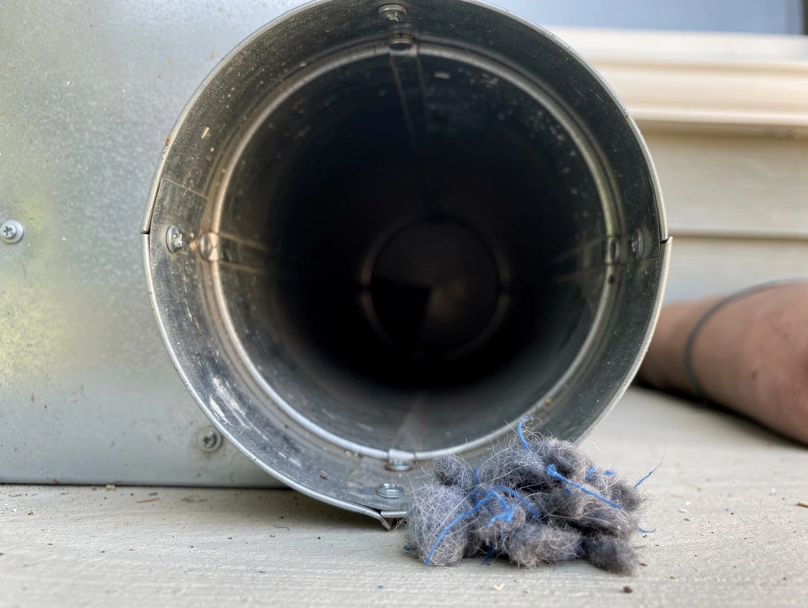 Yukon Dryer Vent Cleaning technician using specialized equipment to clear severe dryer vent blockage in Yukon