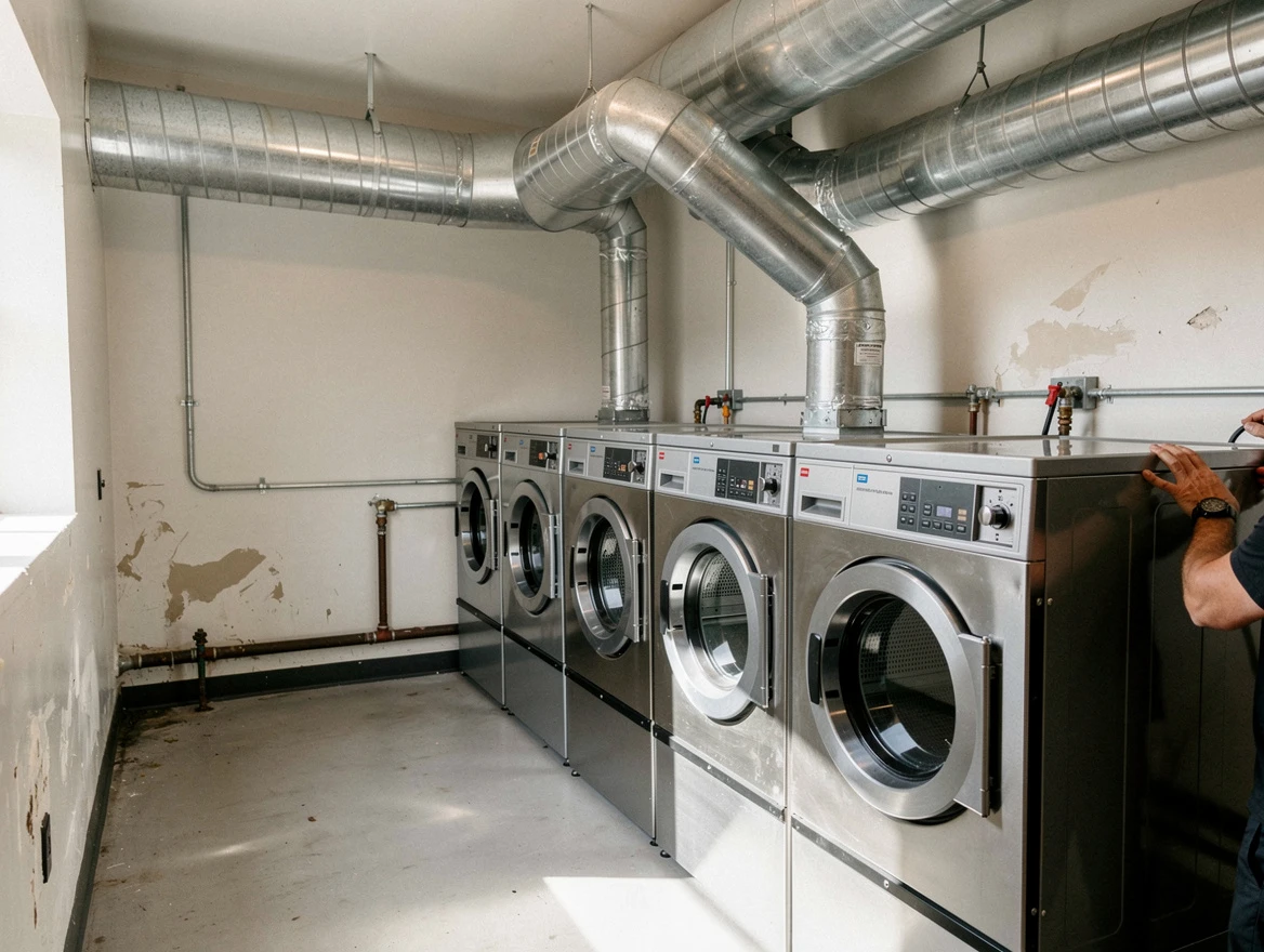 Yukon Dryer Vent Cleaning team performing large-scale commercial dryer vent cleaning in Yukon