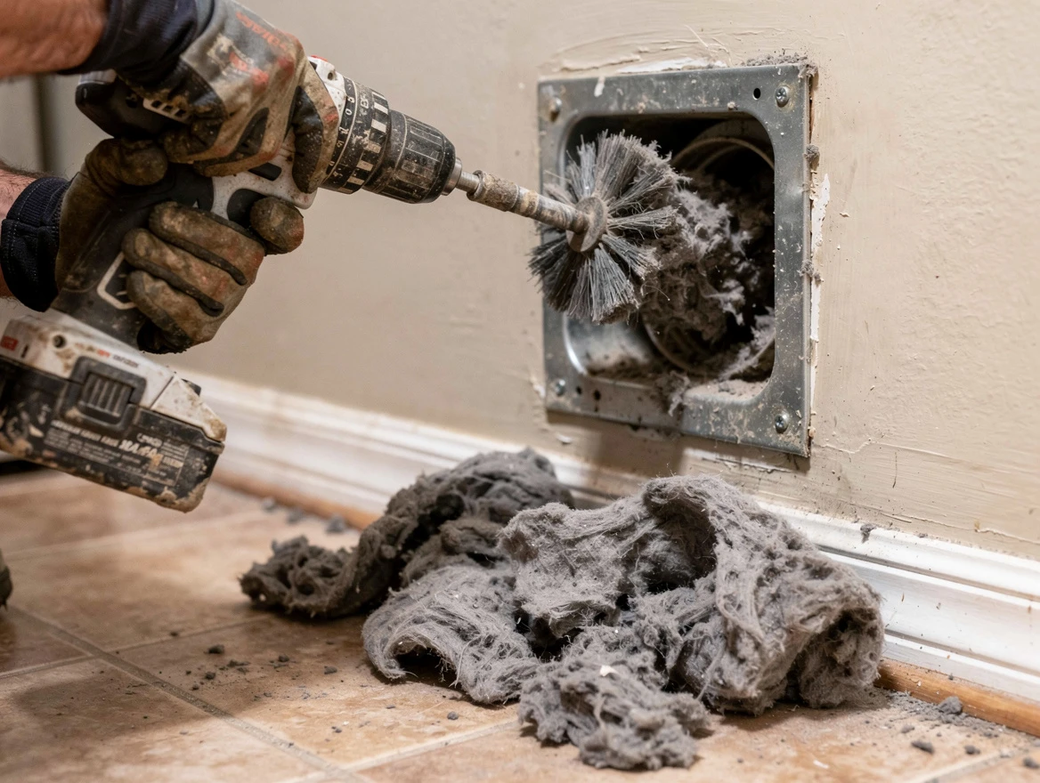 Certified Yukon Dryer Vent Cleaning technician performing dryer vent cleaning in Yukon